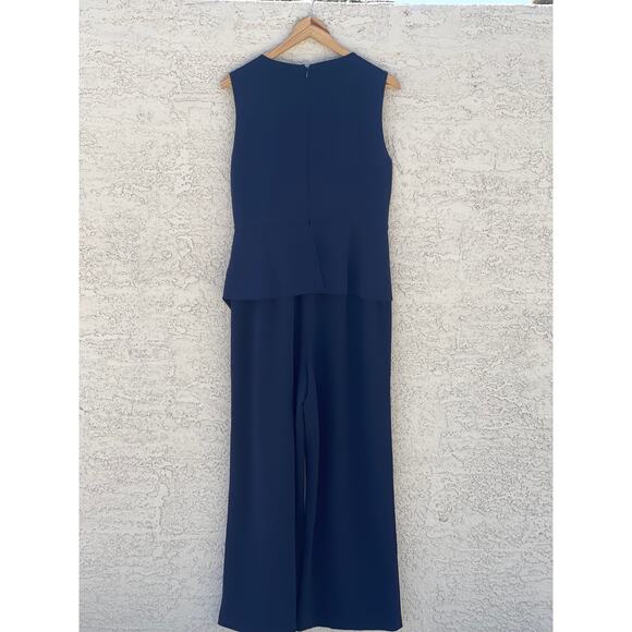 NWT - DKNY Women's Sleeveless Side-Draped Wide-Leg Jumpsuit - Navy - 10 - Picture 6 of 10